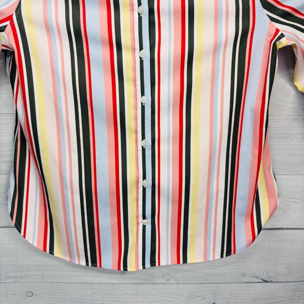 Chico’s No Iron Chic Stretch Striped Button Front Shirt Womens Size 2 (US 12/L) - Picture 7 of 15